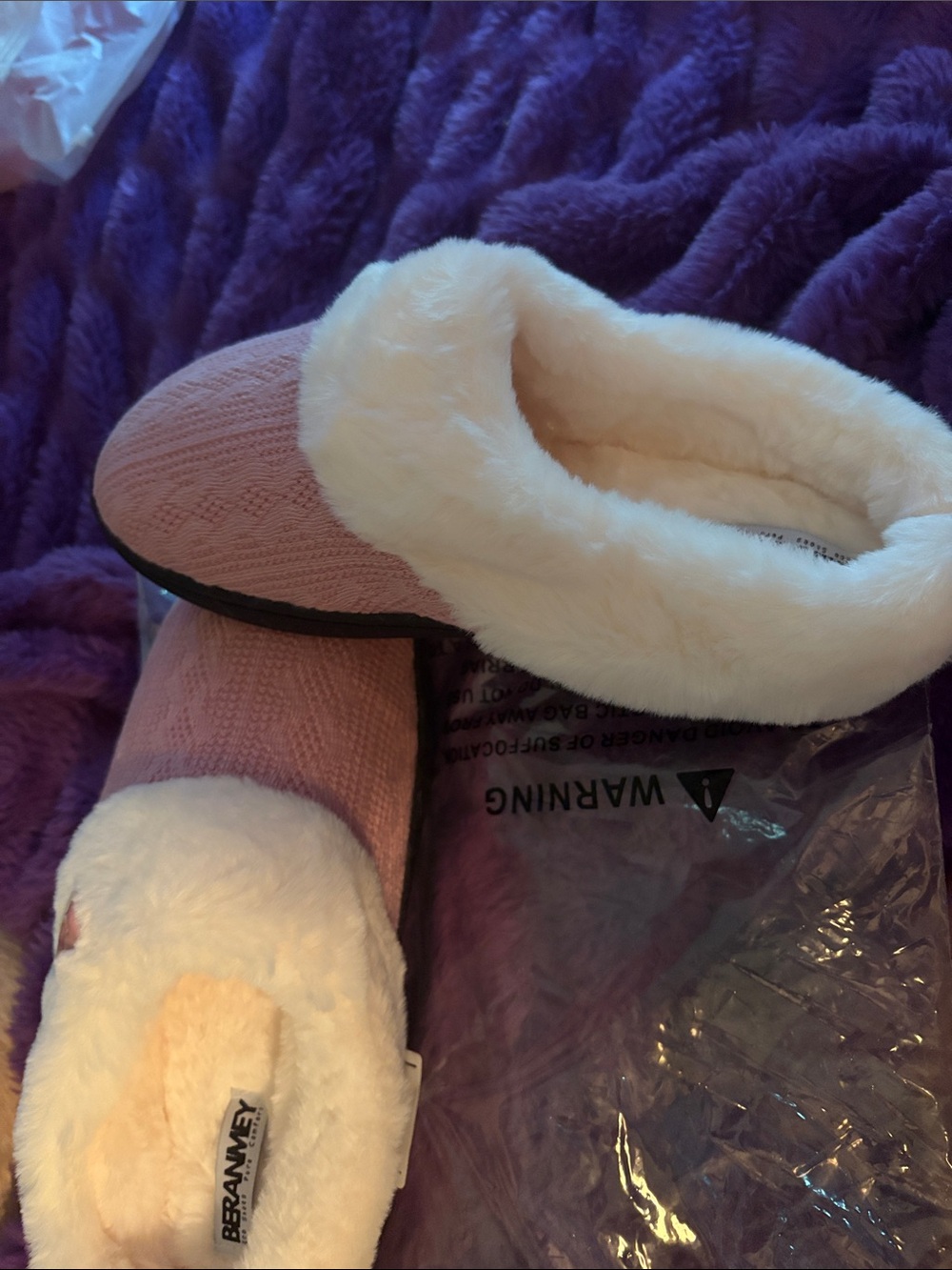 Pink Faux-Fur Lined Women’s Slippers